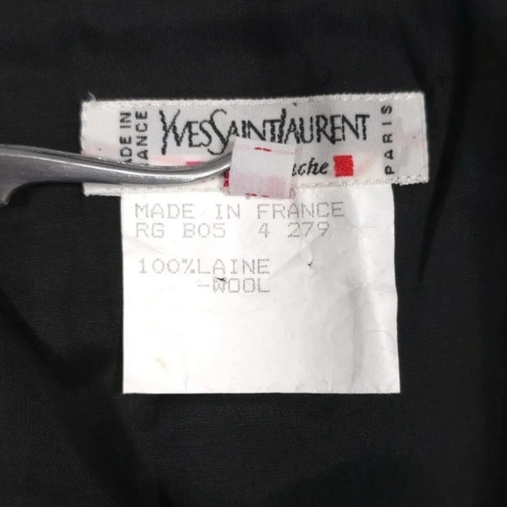 YVES SAINT LAURENT 100% WOOL Skirt Black Size 38 FRANCE MADE Vintage Rive Gauche - Picture 12 of 13